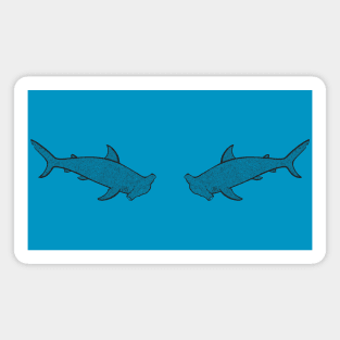 Hammerhead Sharks in Love - cool animal ink art - on light colors Magnet